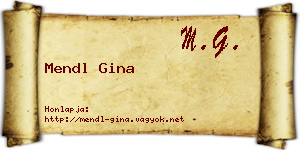 Mendl Gina névjegykártya